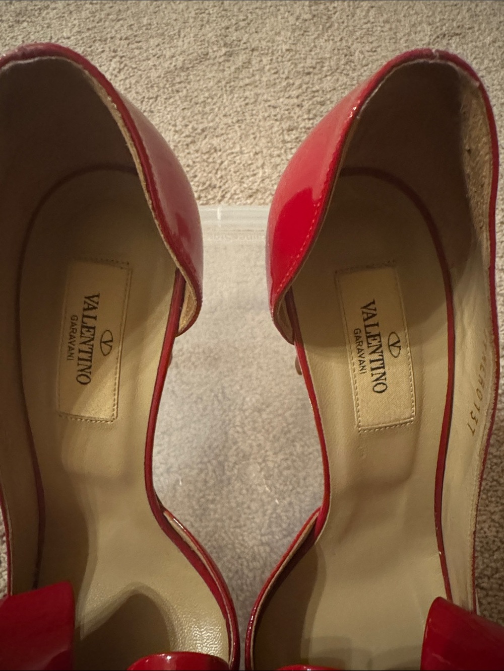Valentino Red Patent Bow Peep-Toe Heels - Picture 11 of 12